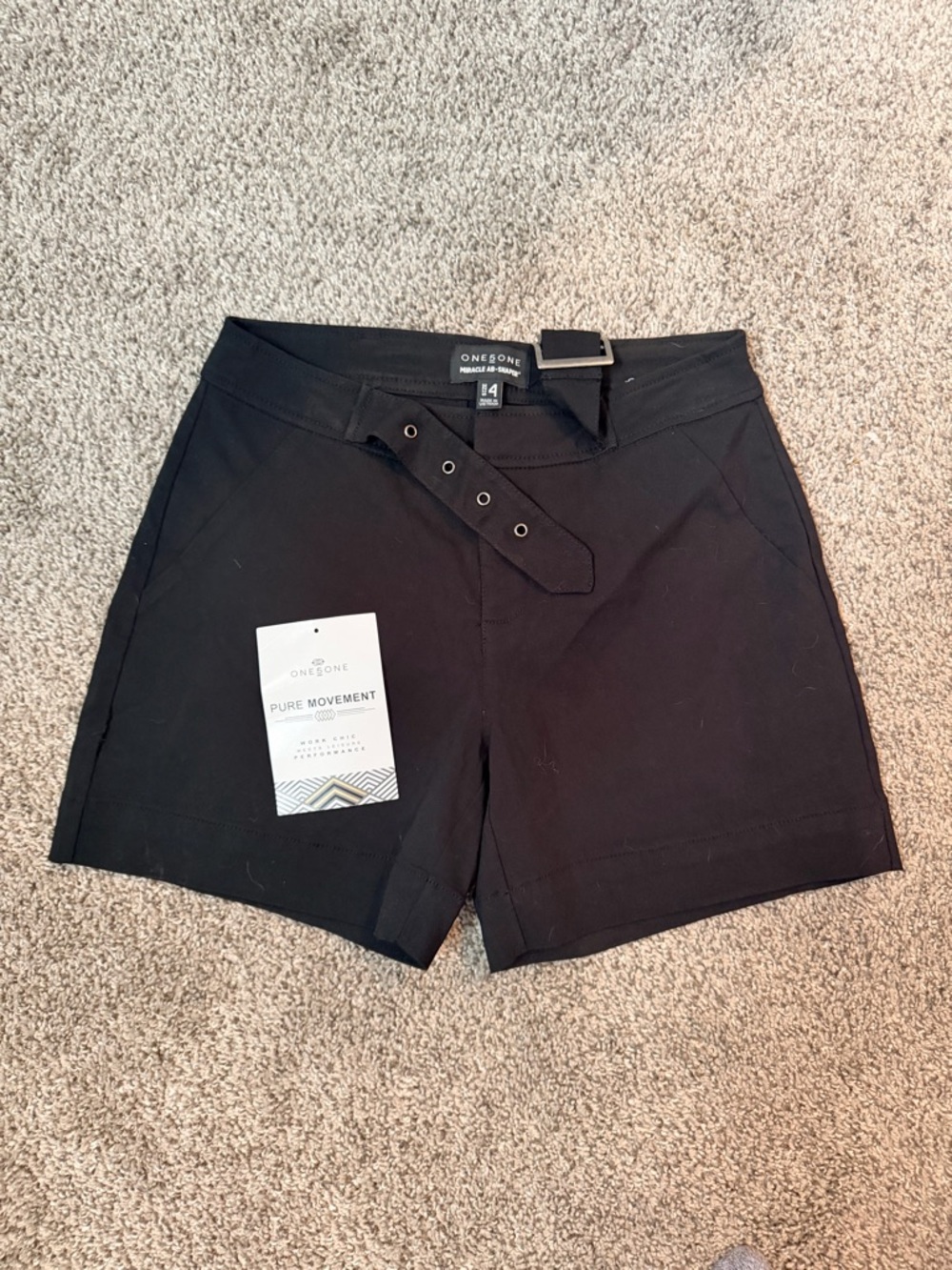 High-Waist Black Belted Women’s Shorts